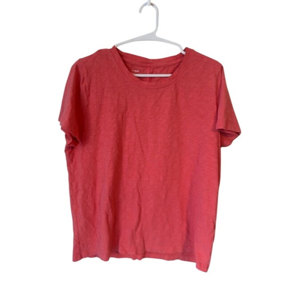 J.Crew Girlfriend Tee Coral Pink Slub Cotton Short Sleeve Crew Neck Top Large